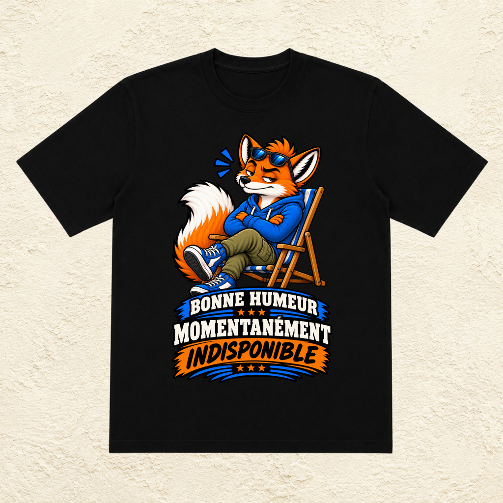 T-shirt Homme illustré « Bonne humeur momentanément indisponible »