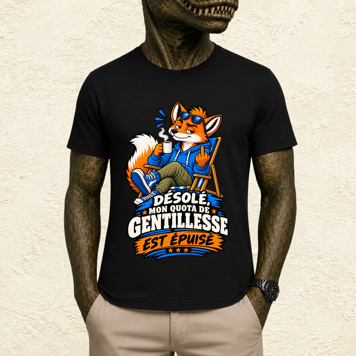 T-shirt Homme illustré « Désolé, mon quota de gentillesse est épuisé »
