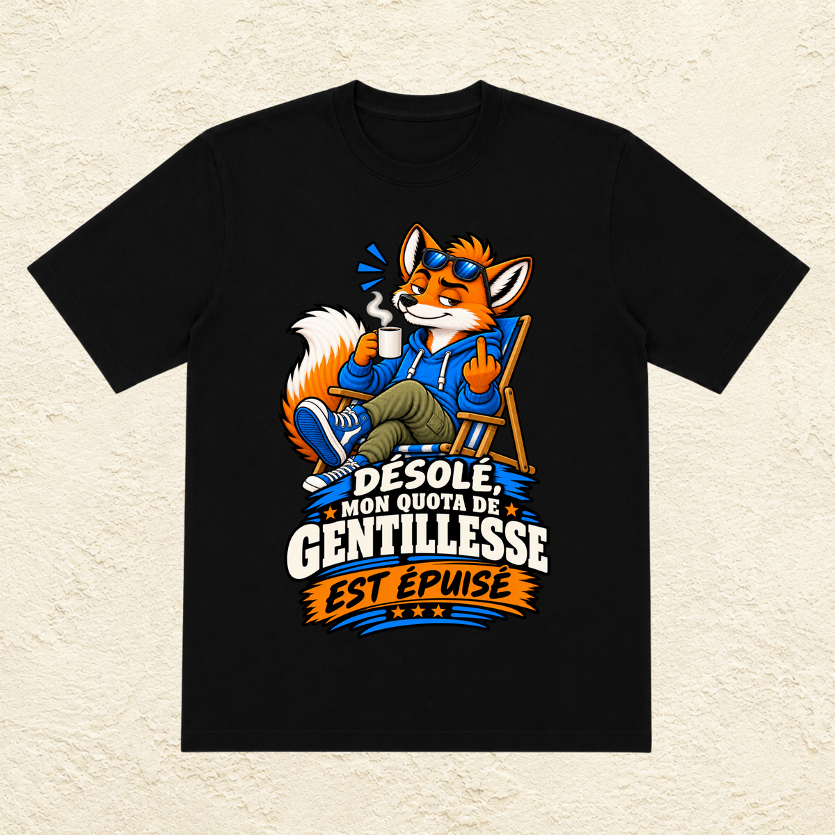 T-shirt Homme illustré « Désolé, mon quota de gentillesse est épuisé »