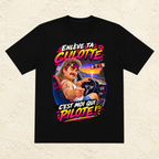 T-shirt Homme illustré « Enlève ta culotte, c'est moi qui pilote ! »