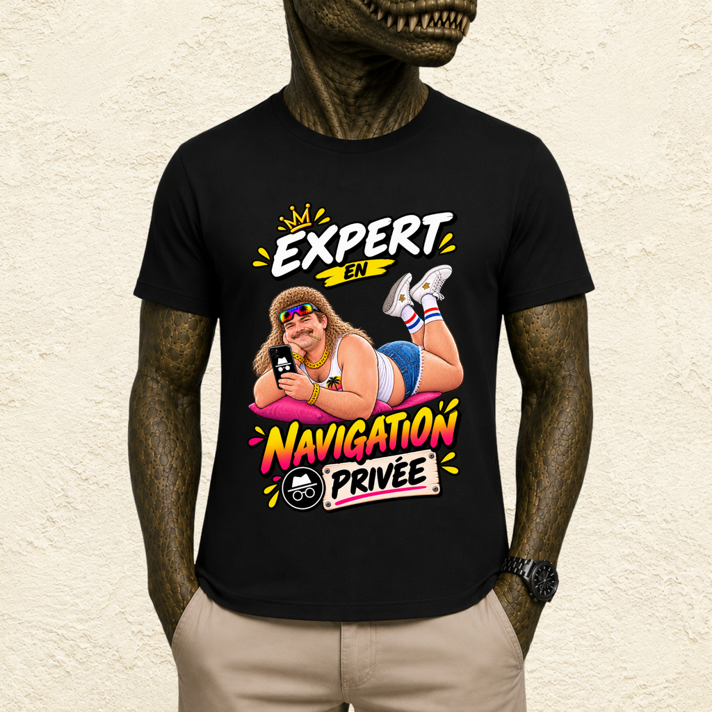 T-shirt Homme illustré « Expert en navigation privée »