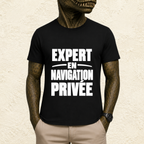 T-shirt Homme Noir et Blanc « Expert en navigation privée »