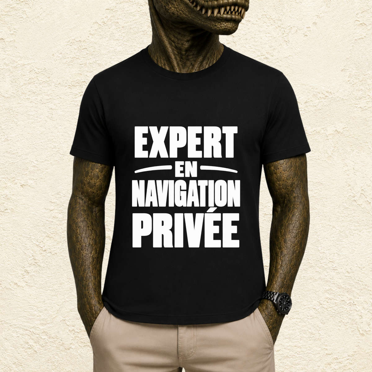 T-shirt Homme Noir et Blanc « Expert en navigation privée »