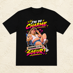 T-shirt Homme illustré « J'ai du charme, demande à ta soeur ! »