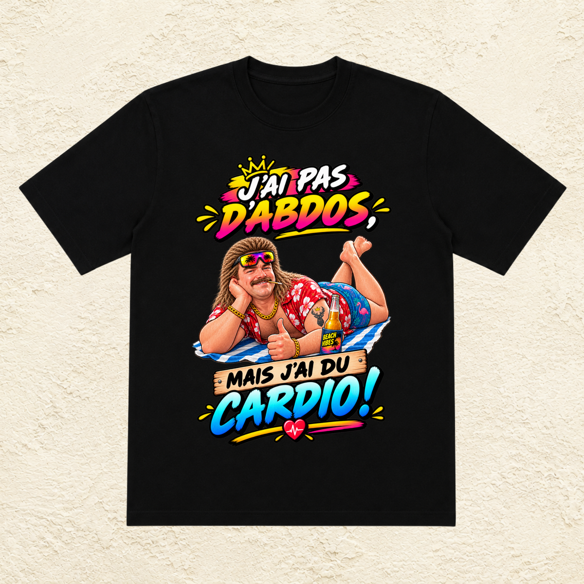 T-shirt Homme illustré « J'ai pas d'abdos mais j'ai du cardio ! »