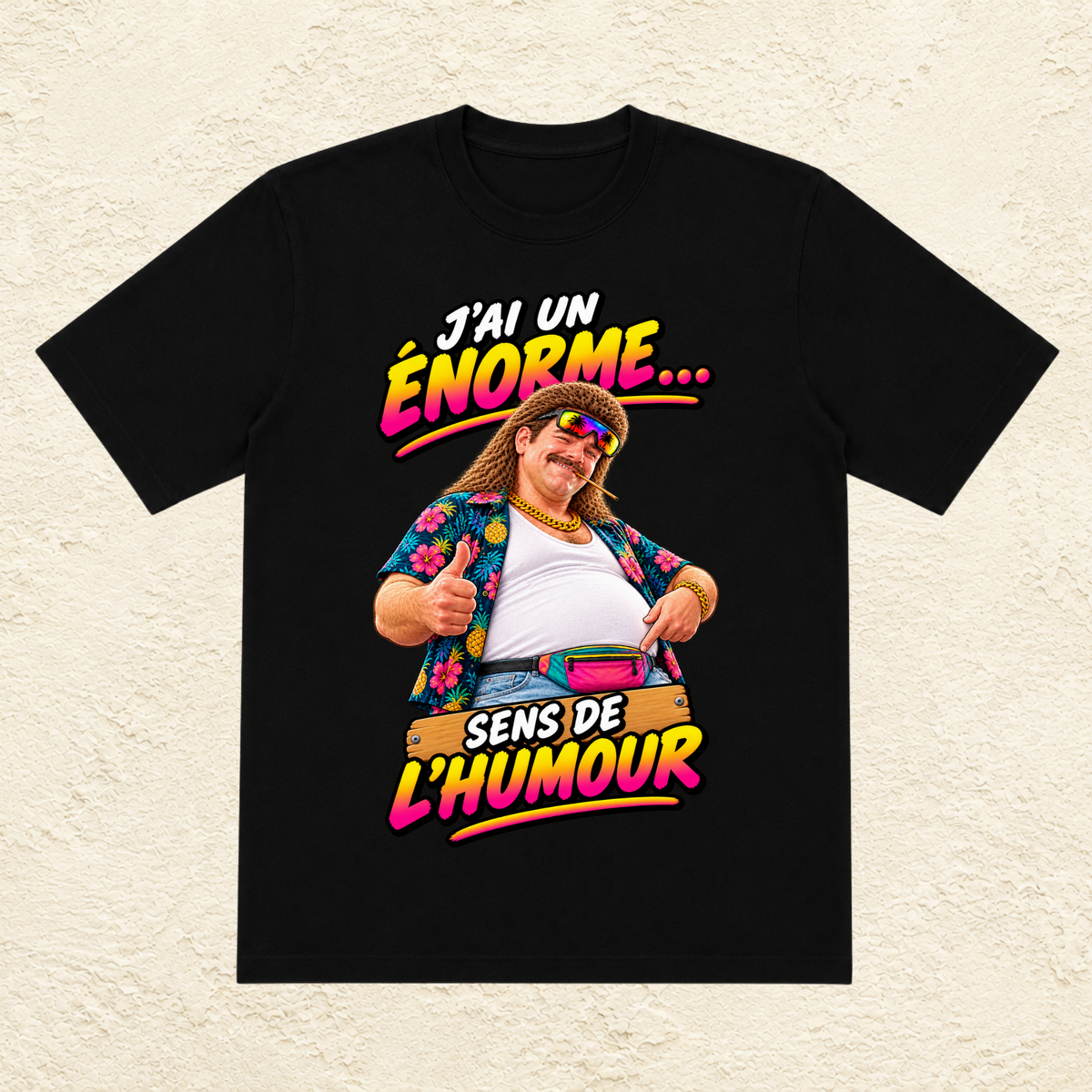 T-shirt Homme illustré « J'ai un énorme sens de l'humour ! »