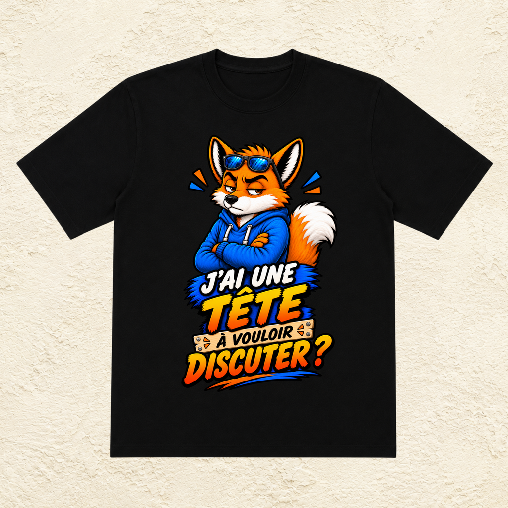 T-shirt Homme illustré « J'ai une tête à vouloir discuter ? »