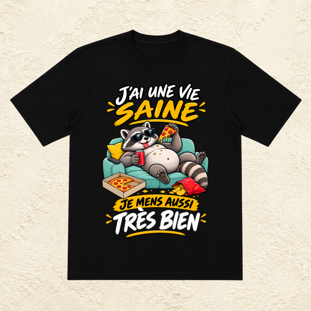 T-shirt Homme « J'ai une vie saine, je mens aussi très bien »