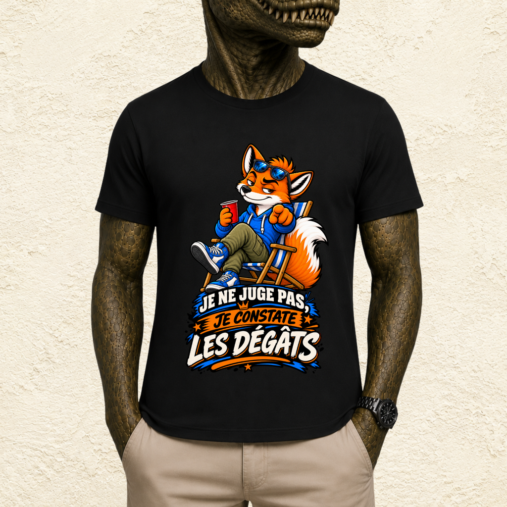 T-shirt Homme illustré « Je ne juge pas, je constate les dégâts »