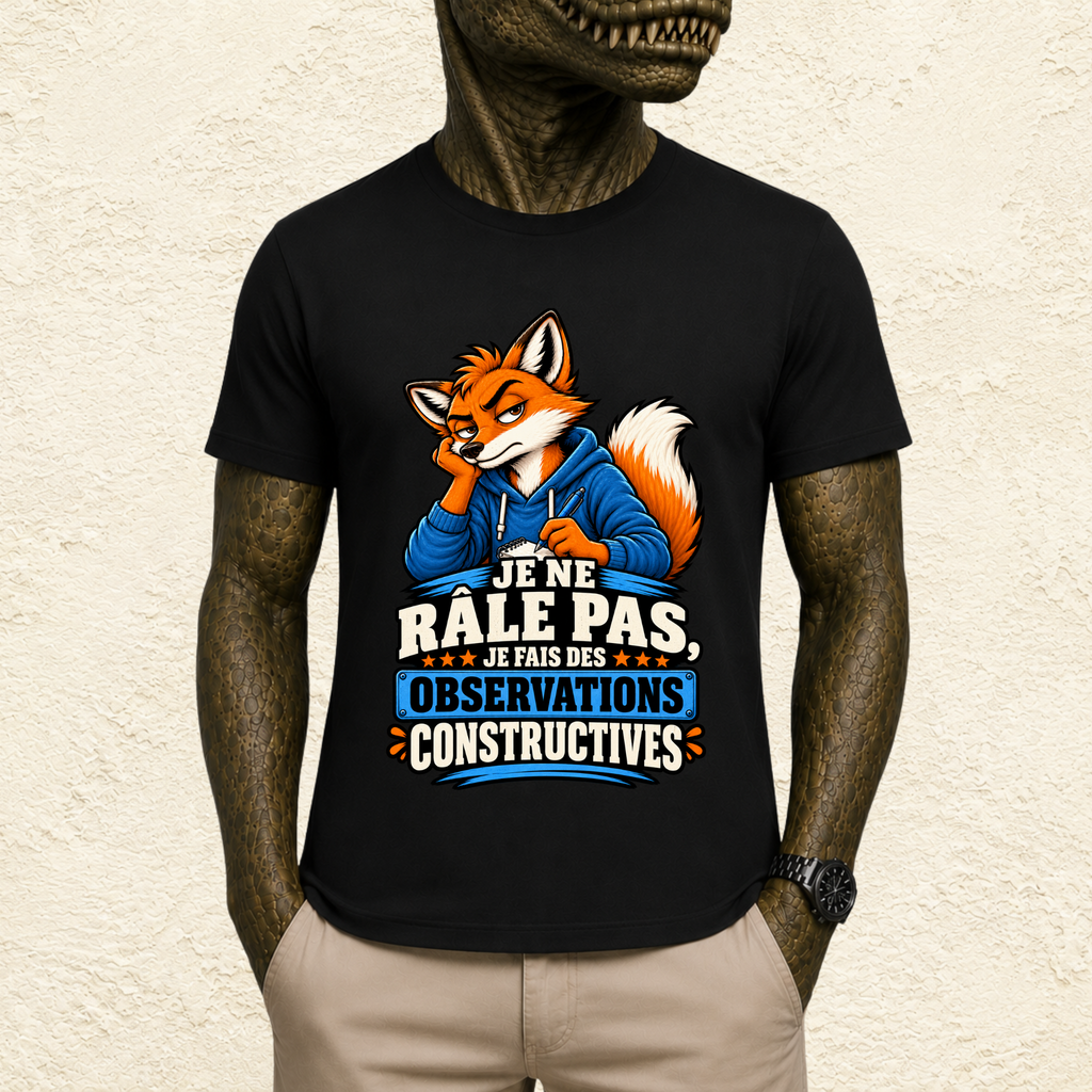 T-shirt Homme « Je ne râle pas, je fais des observations constructives »