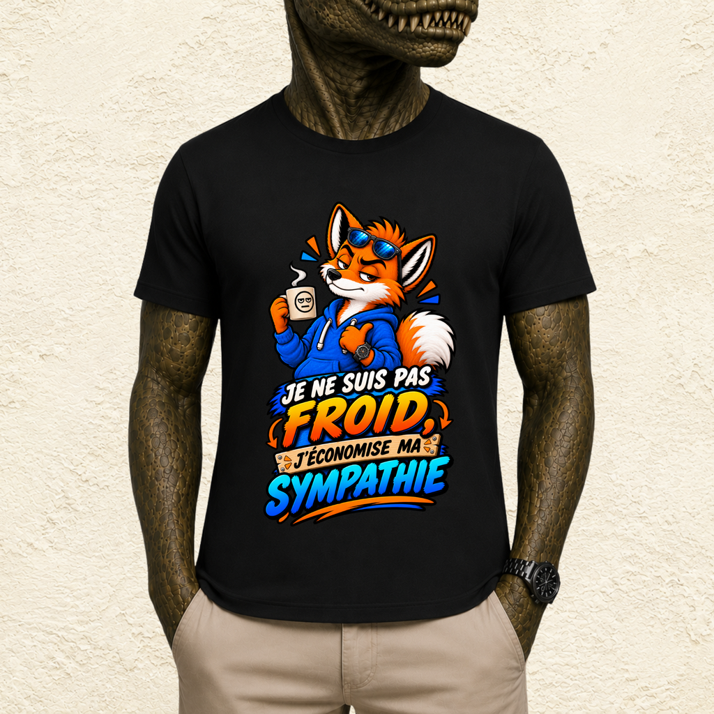 T-shirt Homme illustré « Je ne suis pas froid, j'économise ma sympathie »