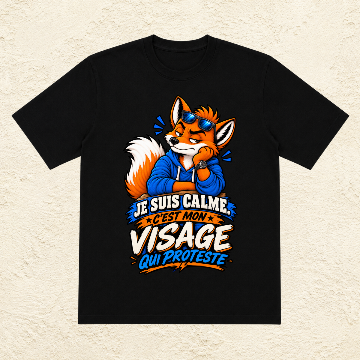 T-shirt Homme illustré « Je suis calme. C'est mon visage qui proteste »
