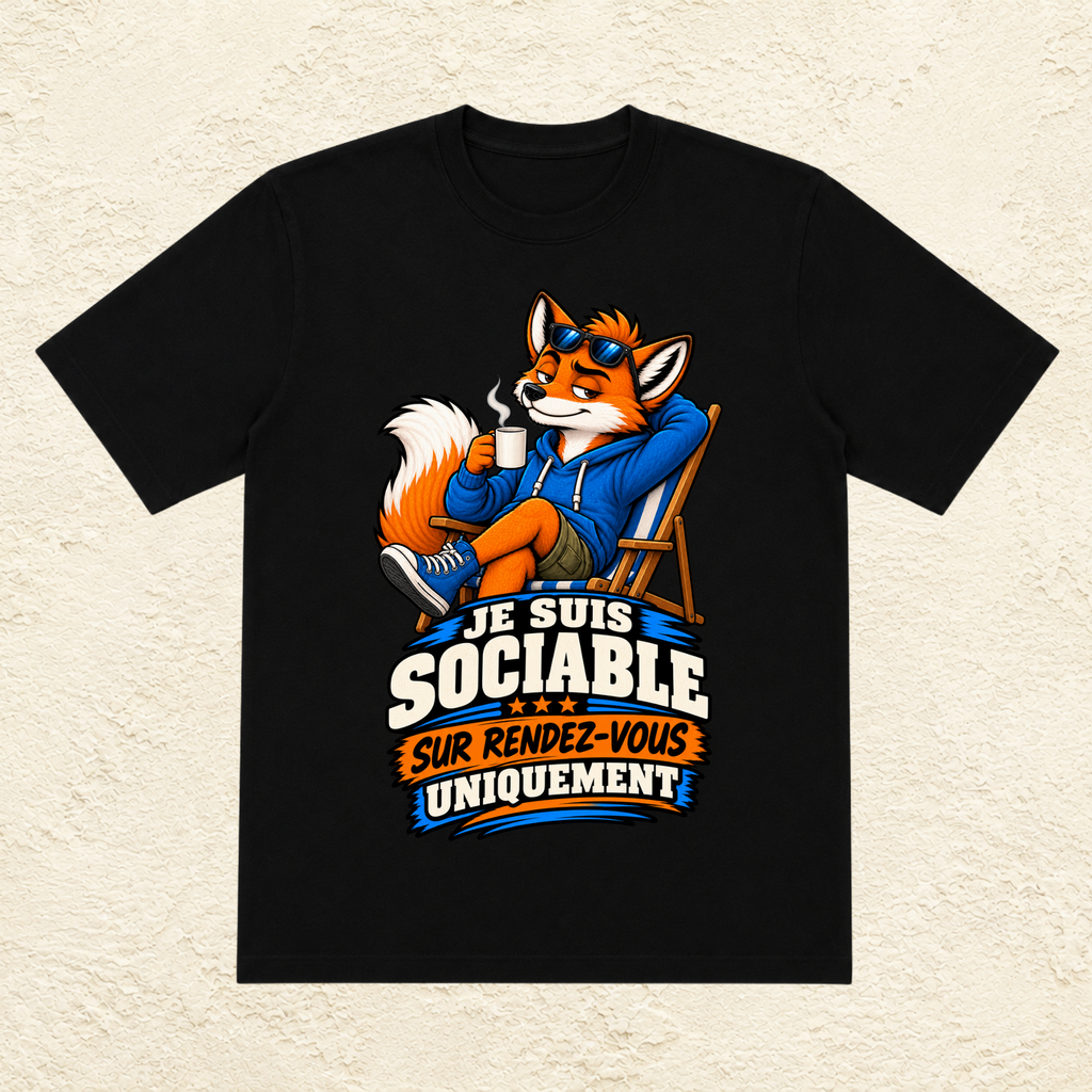 T-shirt Homme « Je suis sociable sur rendez-vous uniquement »