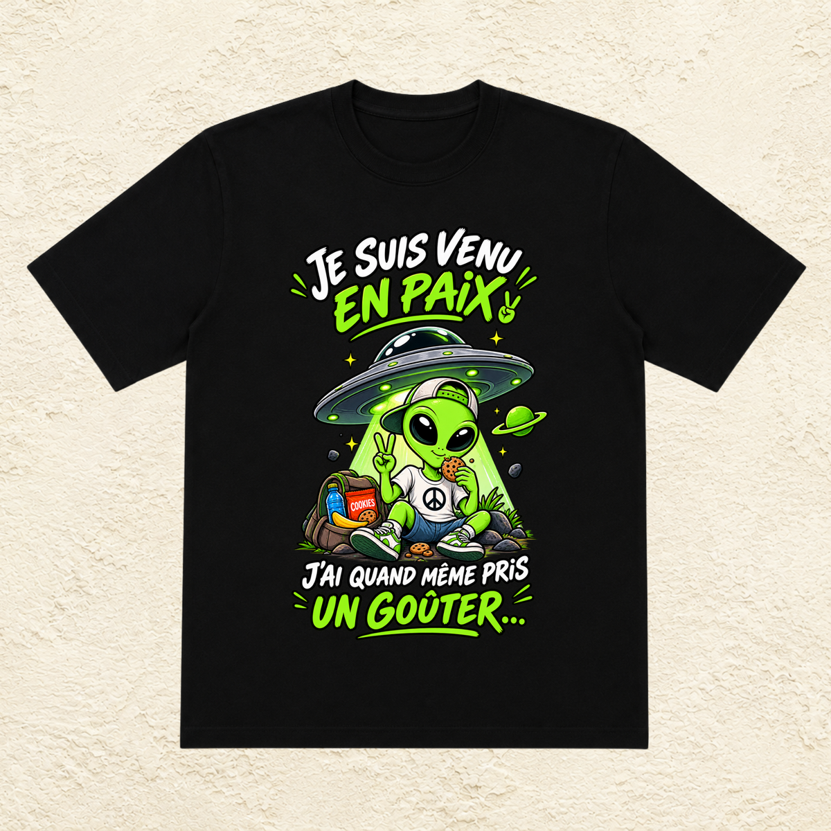T-shirt Homme « Je suis venu en paix, j'ai quand même pris un goûter... »