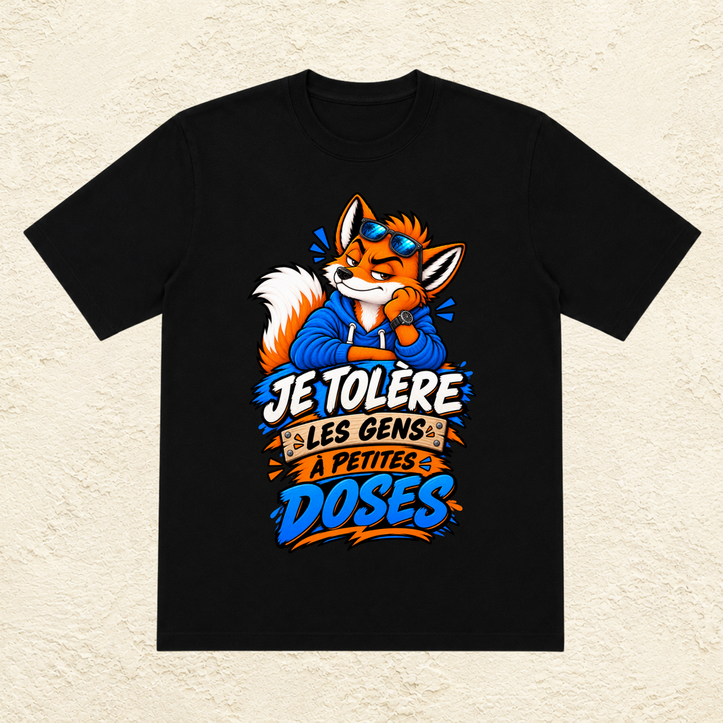 T-shirt Homme illustré « Je tolère les gens à petites doses »