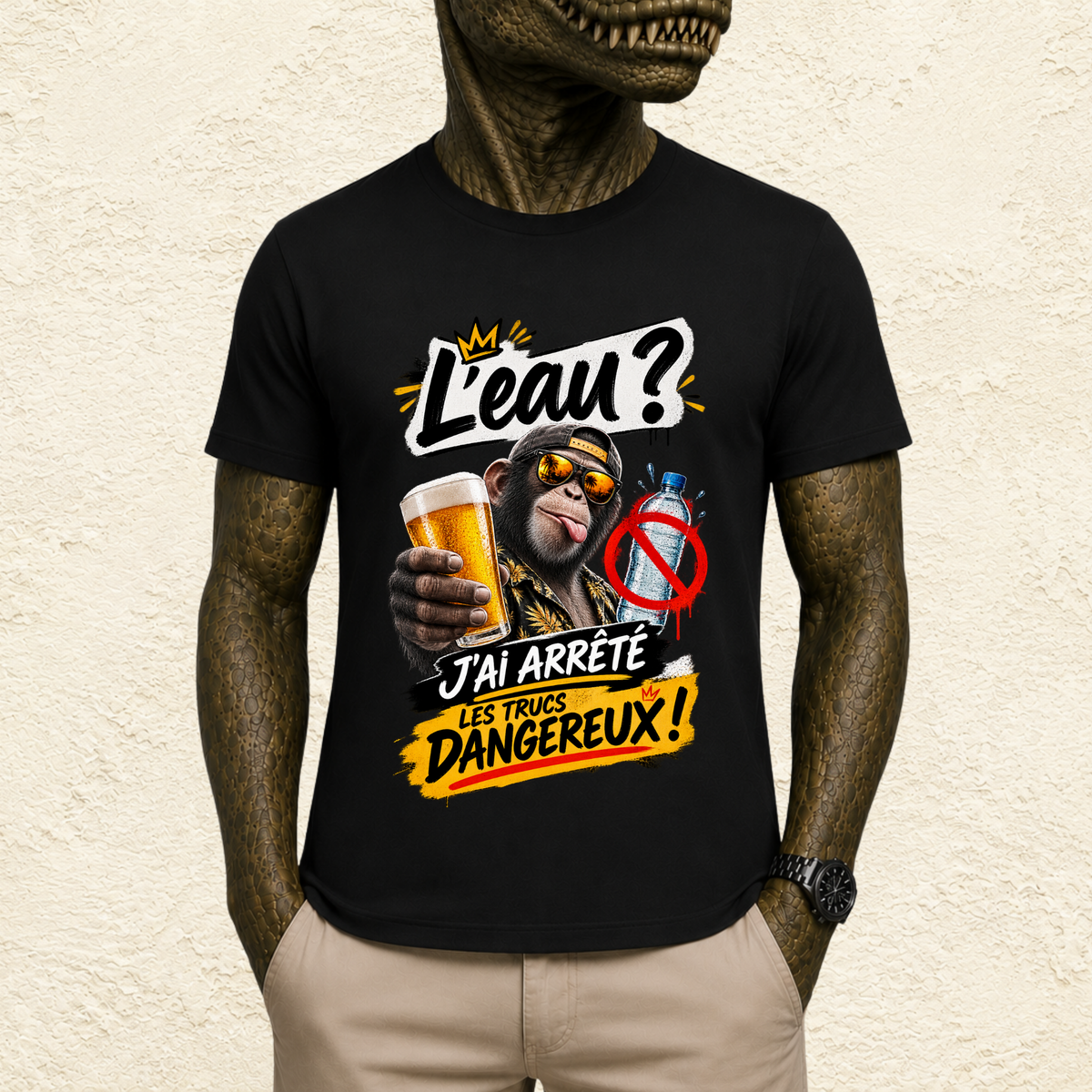 T-shirt Homme « L'eau ? J'ai arrêté les trucs dangereux ! »