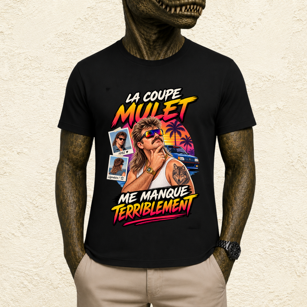 T-shirt Homme illustré « La coupe mulet me manque terriblement »