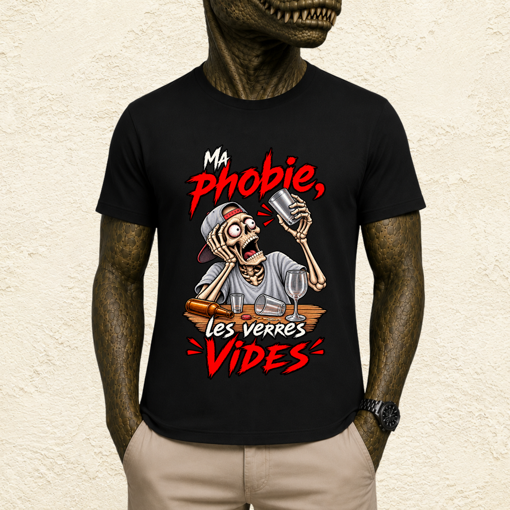 T-shirt Homme « Ma phobie, les verres vides »
