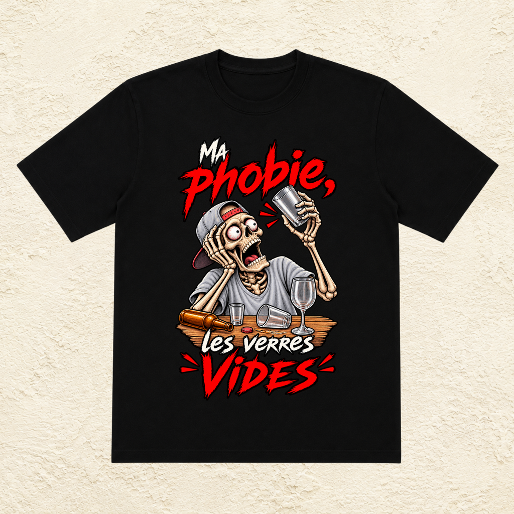 T-shirt Homme « Ma phobie, les verres vides »