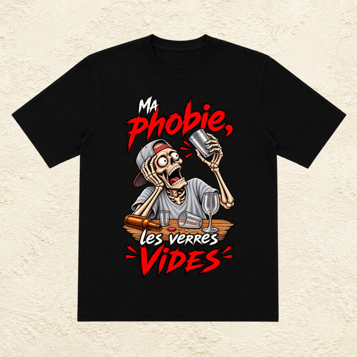 T-shirt Homme « Ma phobie, les verres vides »