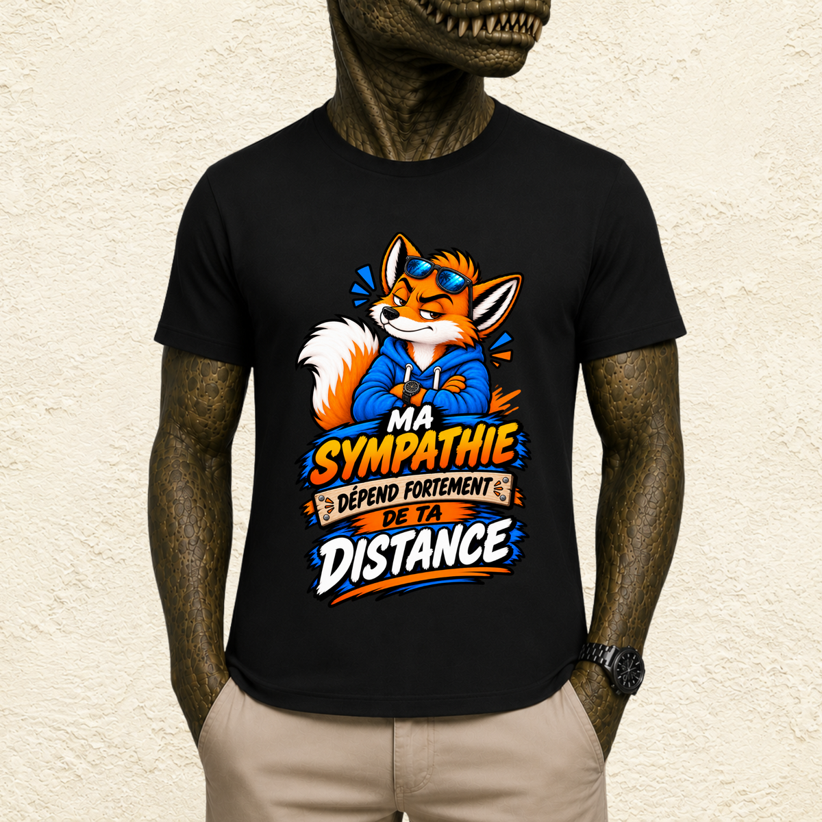 T-shirt Homme illustré « Ma sympathie dépend fortement de ta distance »