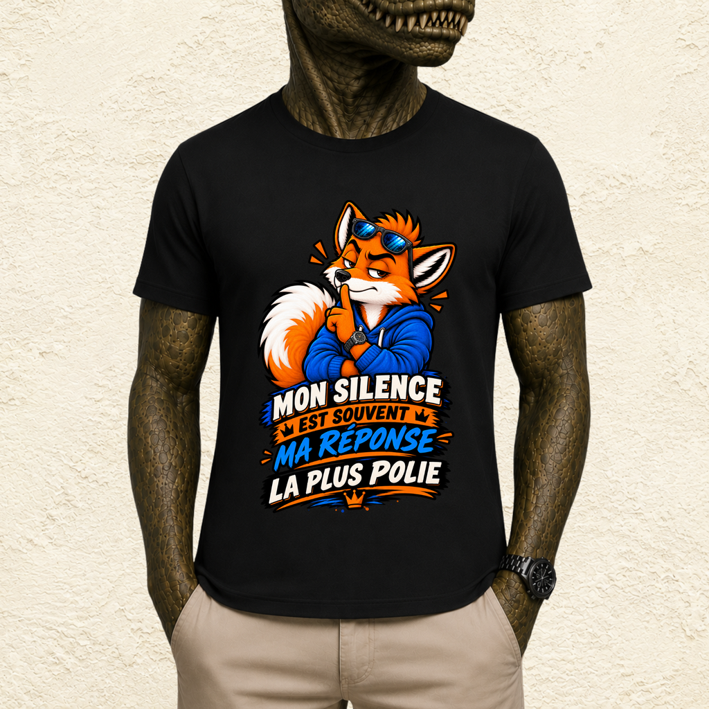 T-shirt Homme illustré « Mon silence est souvent ma réponse la plus polie »