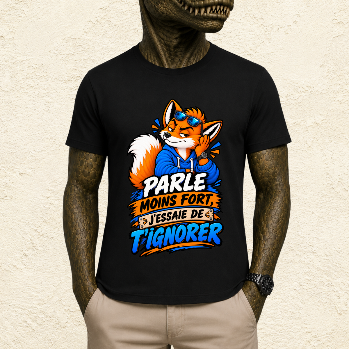 T-shirt Homme illustré « Parle moins fort, j'essaie de t'ignorer »