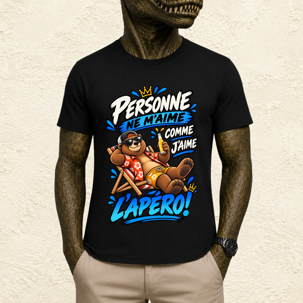 T-shirt Homme « Personne ne m'aime comme j'aime l'apéro ! »
