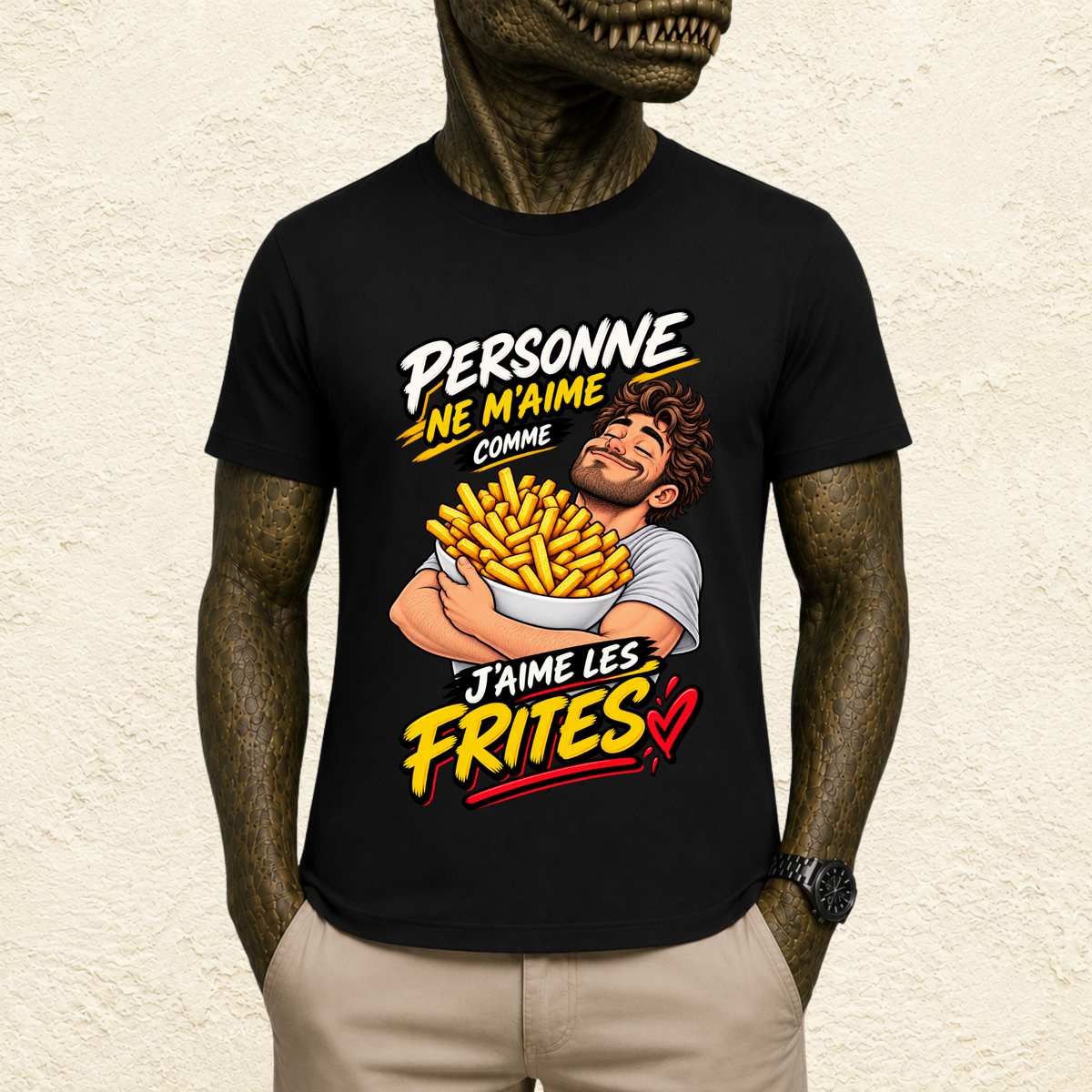 T-shirt Homme « Personne ne m'aime comme j'aime les frites »