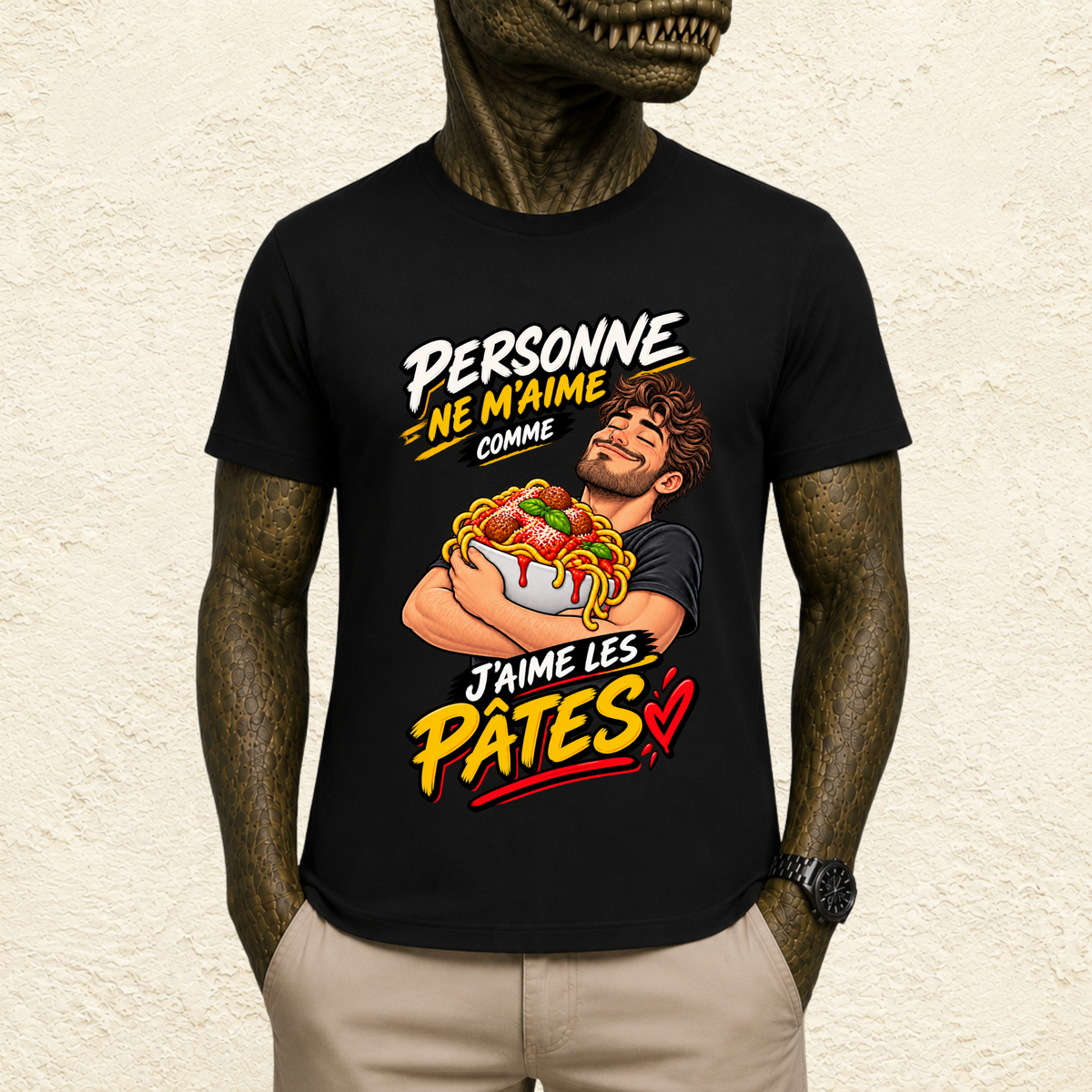 T-shirt Homme « Personne ne m'aime comme j'aime les pâtes »