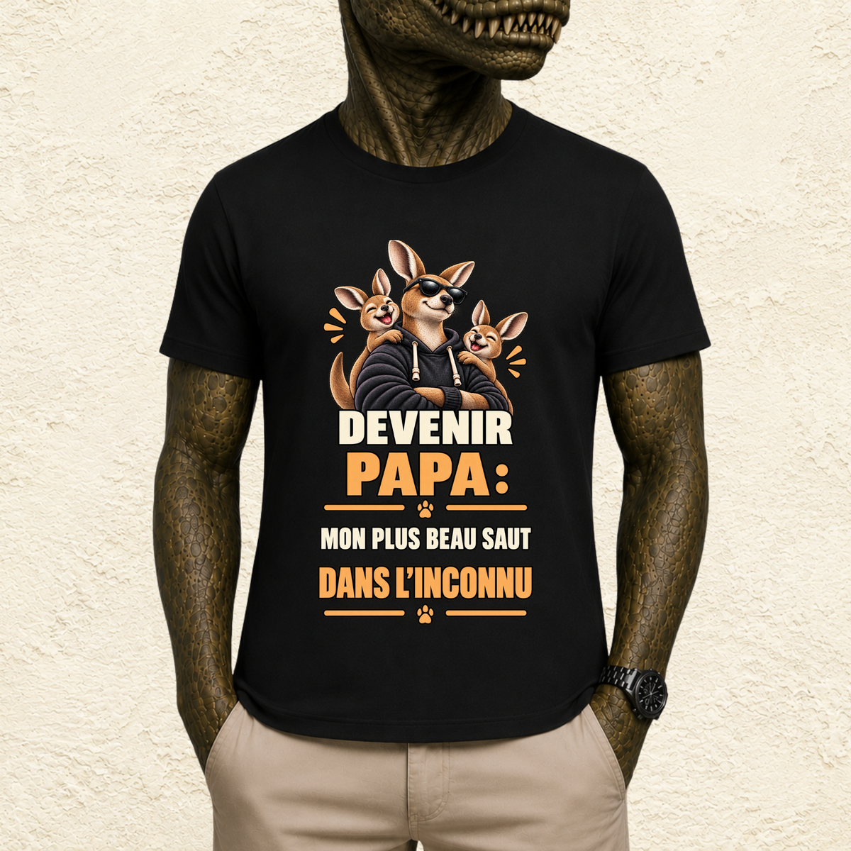 T-shirt Homme illustré « Devenir papa, mon plus beau saut dans l'inconnu »