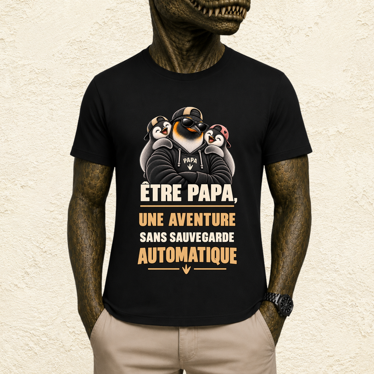 T-shirt Homme illustré « Être papa, une aventure sans sauvegarde automatique »