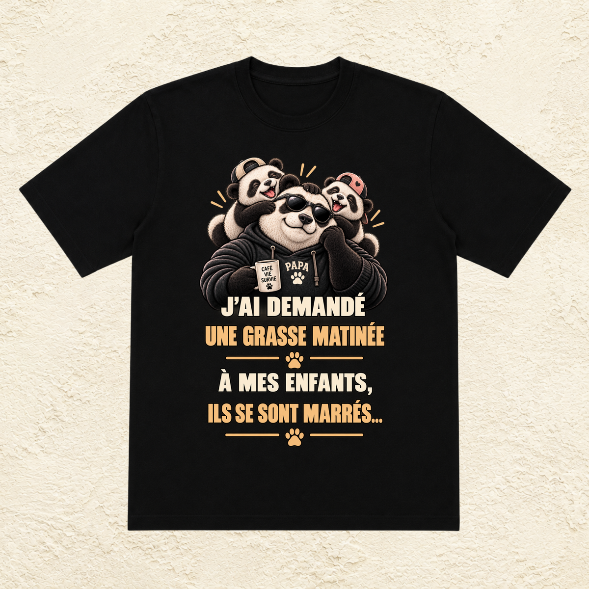 T-shirt Homme illustré « J'ai demandé une grasse matinée à mes enfants, ils se sont marrés... »