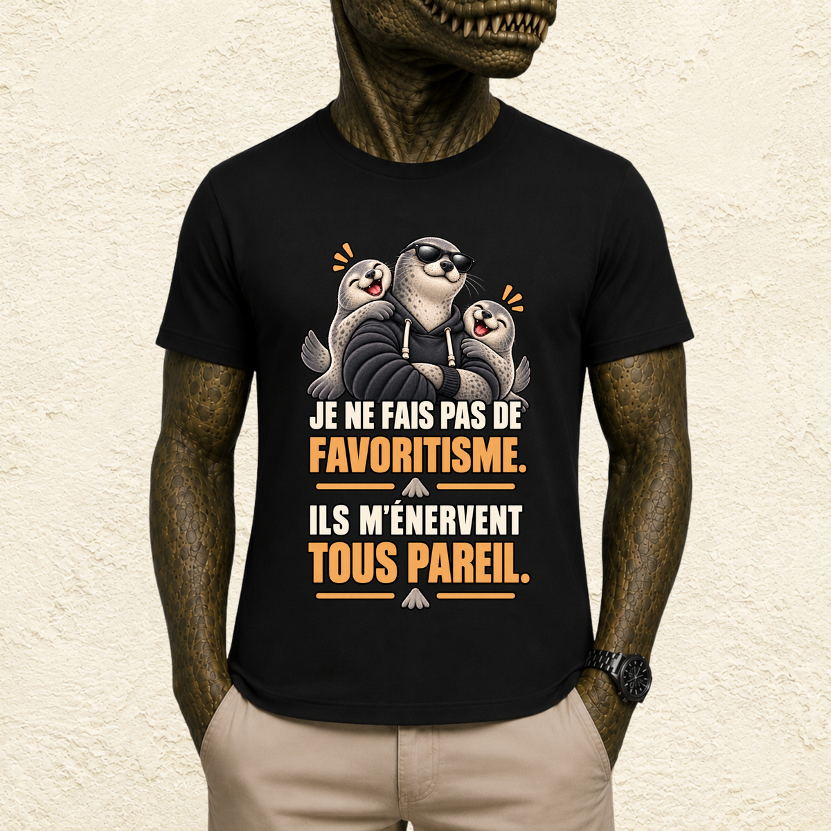 T-shirt Homme illustré « Je ne fais pas de favoritisme. Ils m'énervent tous pareil. »