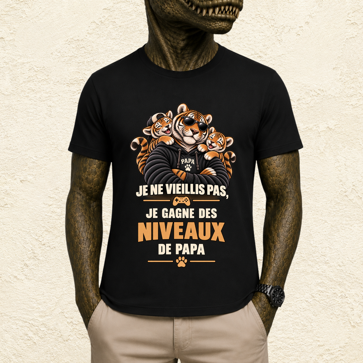T-shirt Homme illustré « Je ne vieillis pas, je gagne des niveaux de Papa »