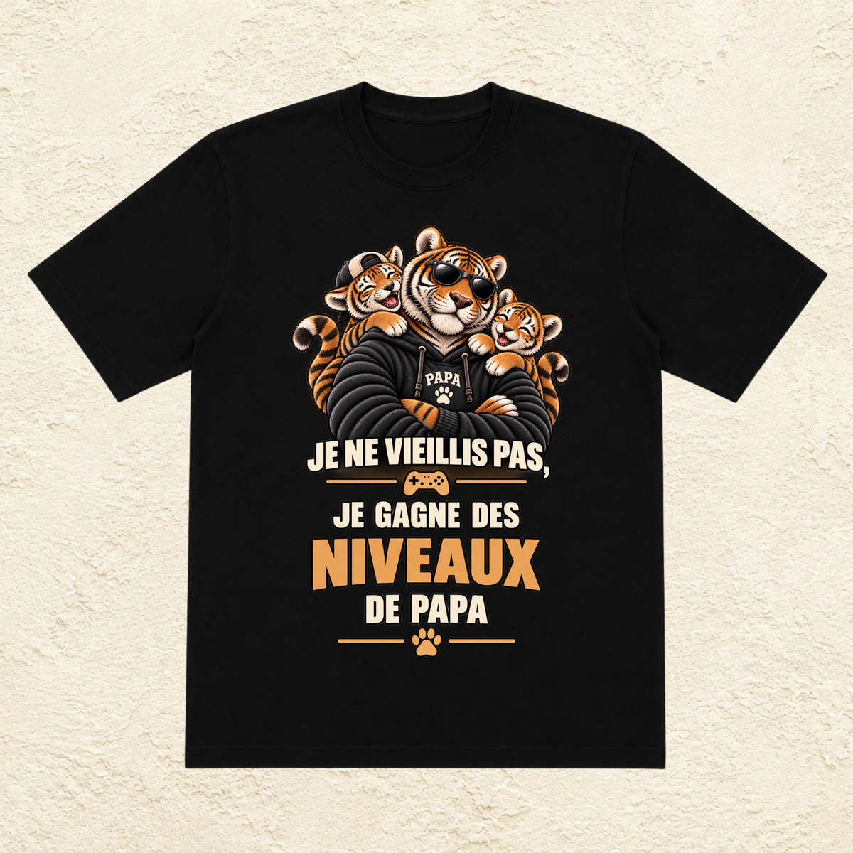 T-shirt Homme illustré « Je ne vieillis pas, je gagne des niveaux de Papa »
