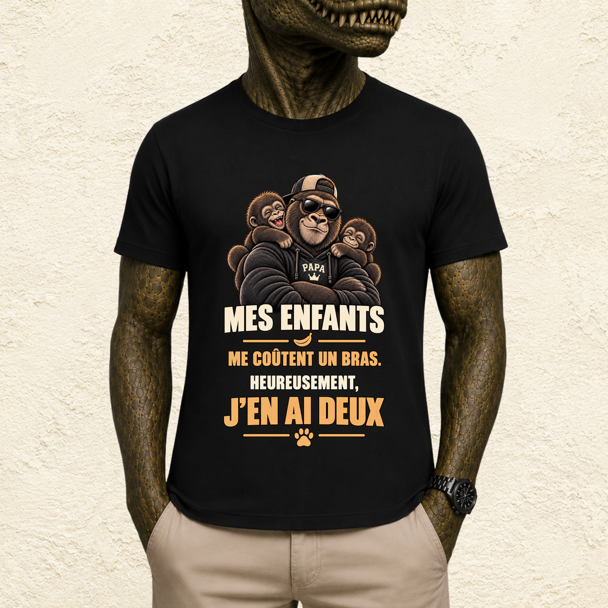 T-shirt Homme illustré « Mes enfants me coûtent un bras. Heureusement, j'en ai deux ! »