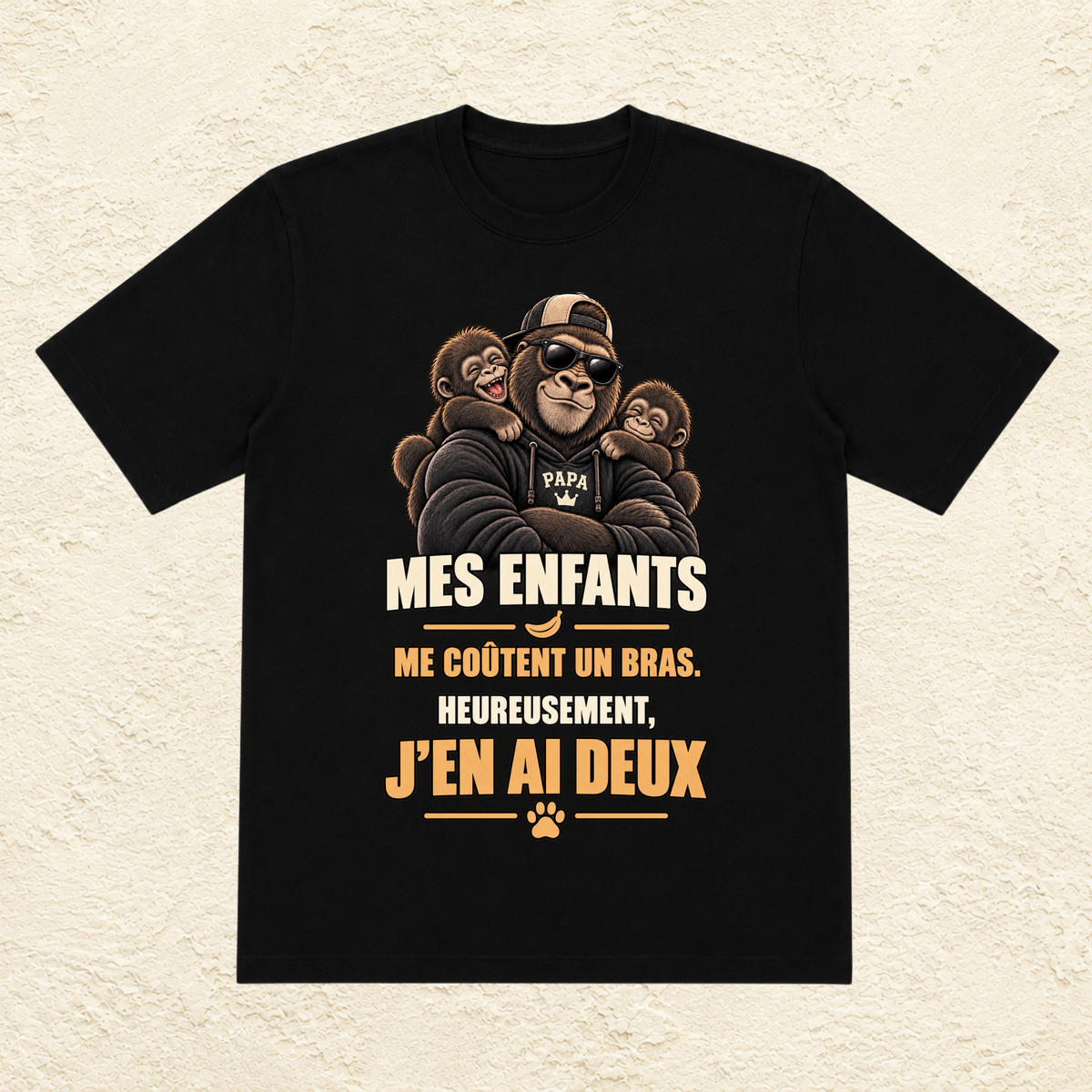 T-shirt Homme illustré « Mes enfants me coûtent un bras. Heureusement, j'en ai deux ! »