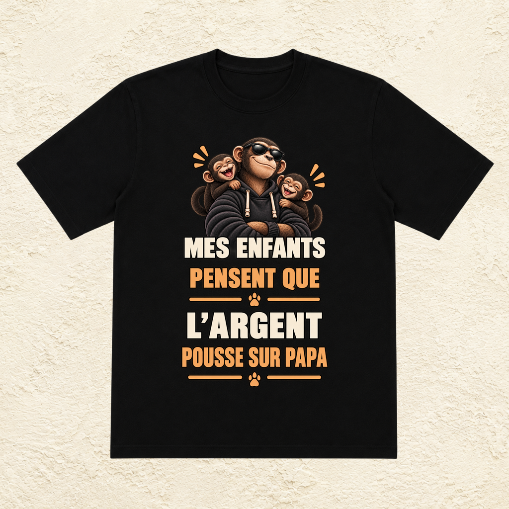 T-shirt Homme illustré « Mes enfants pensent que l'argent pousse sur Papa »