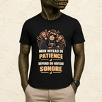T-shirt Homme illustré « Mon niveau de patience dépend du niveau sonore »