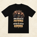 T-shirt Homme illustré « Mon niveau de patience dépend du niveau sonore »