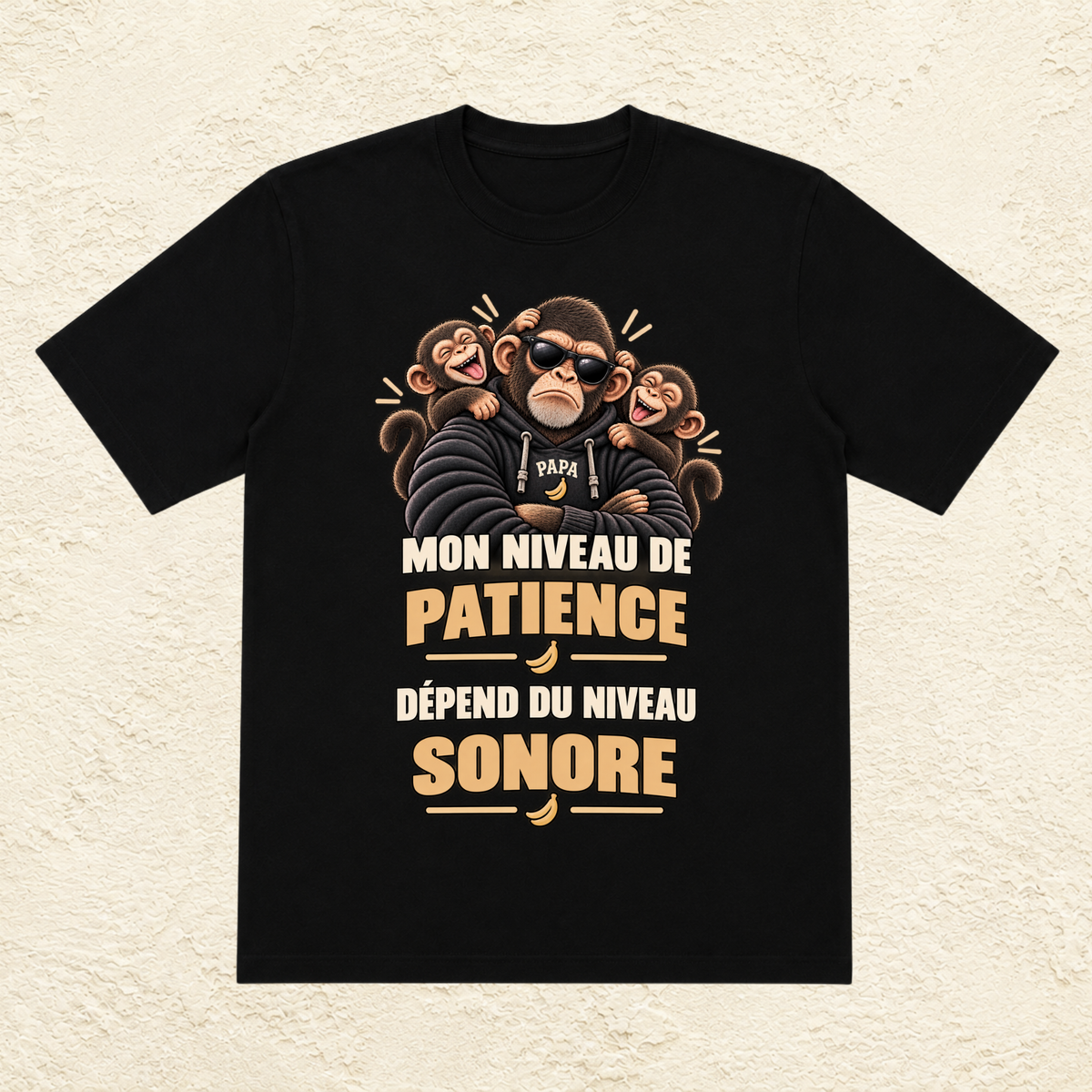 T-shirt Homme illustré « Mon niveau de patience dépend du niveau sonore »