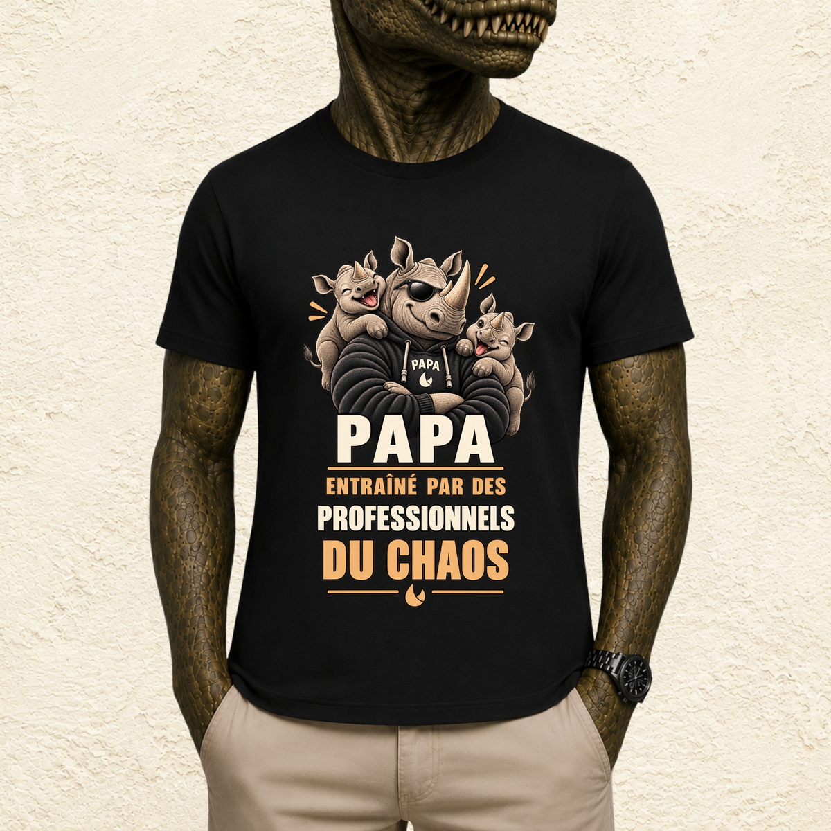 T-shirt Homme illustré « Papa entraîné par des professionnels du chaos »