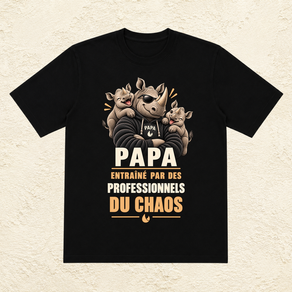 T-shirt Homme illustré « Papa entraîné par des professionnels du chaos »