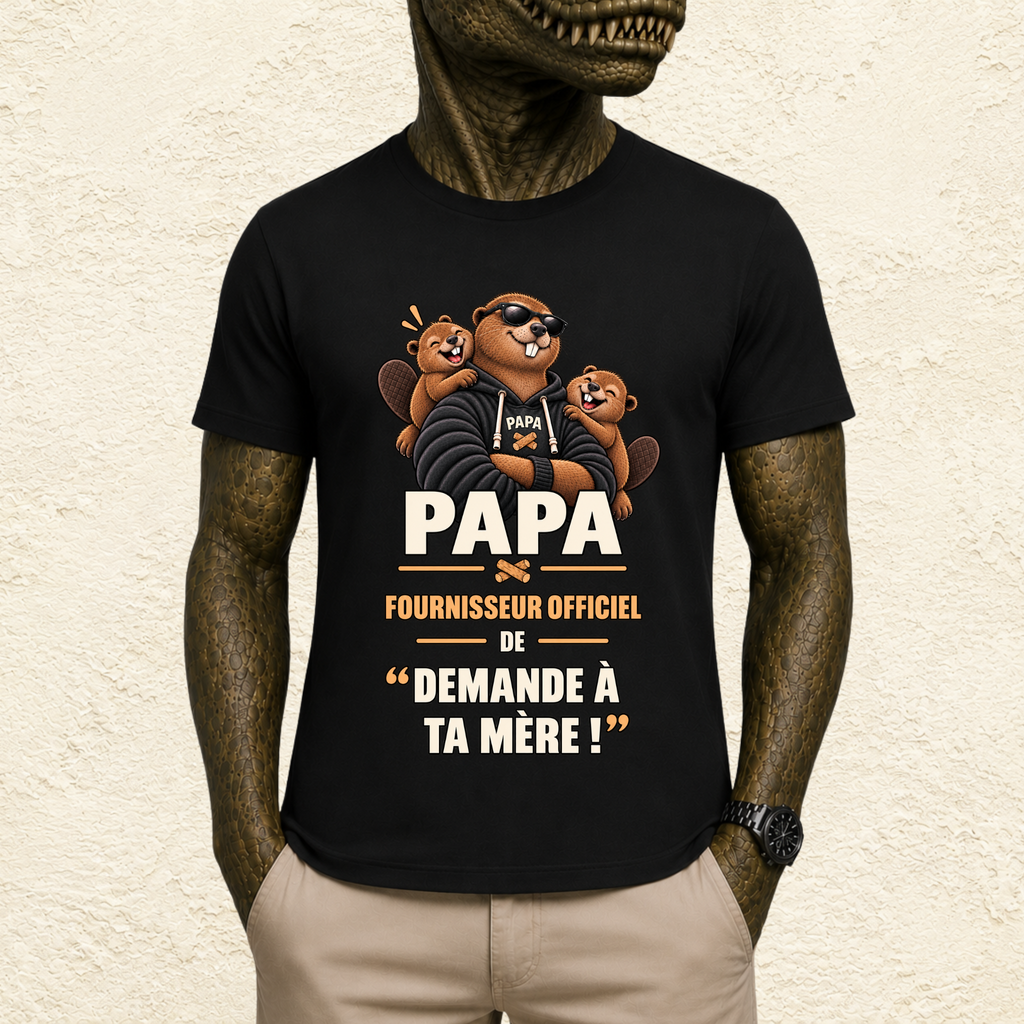 T-shirt Homme illustré « Papa Fournisseur officiel de "Demande à ta mère !" »