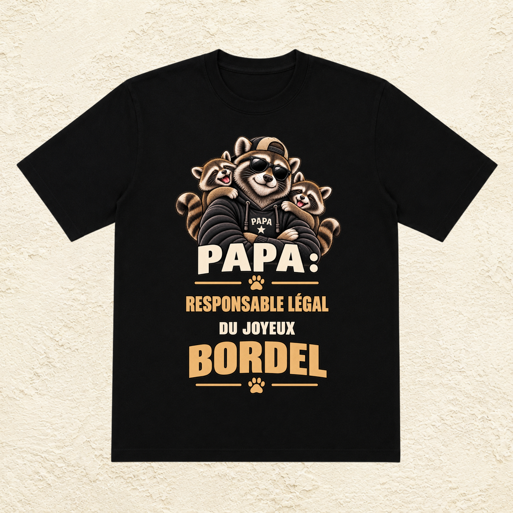 T-shirt Homme illustré « Papa : Responsable légal du joyeux bordel »