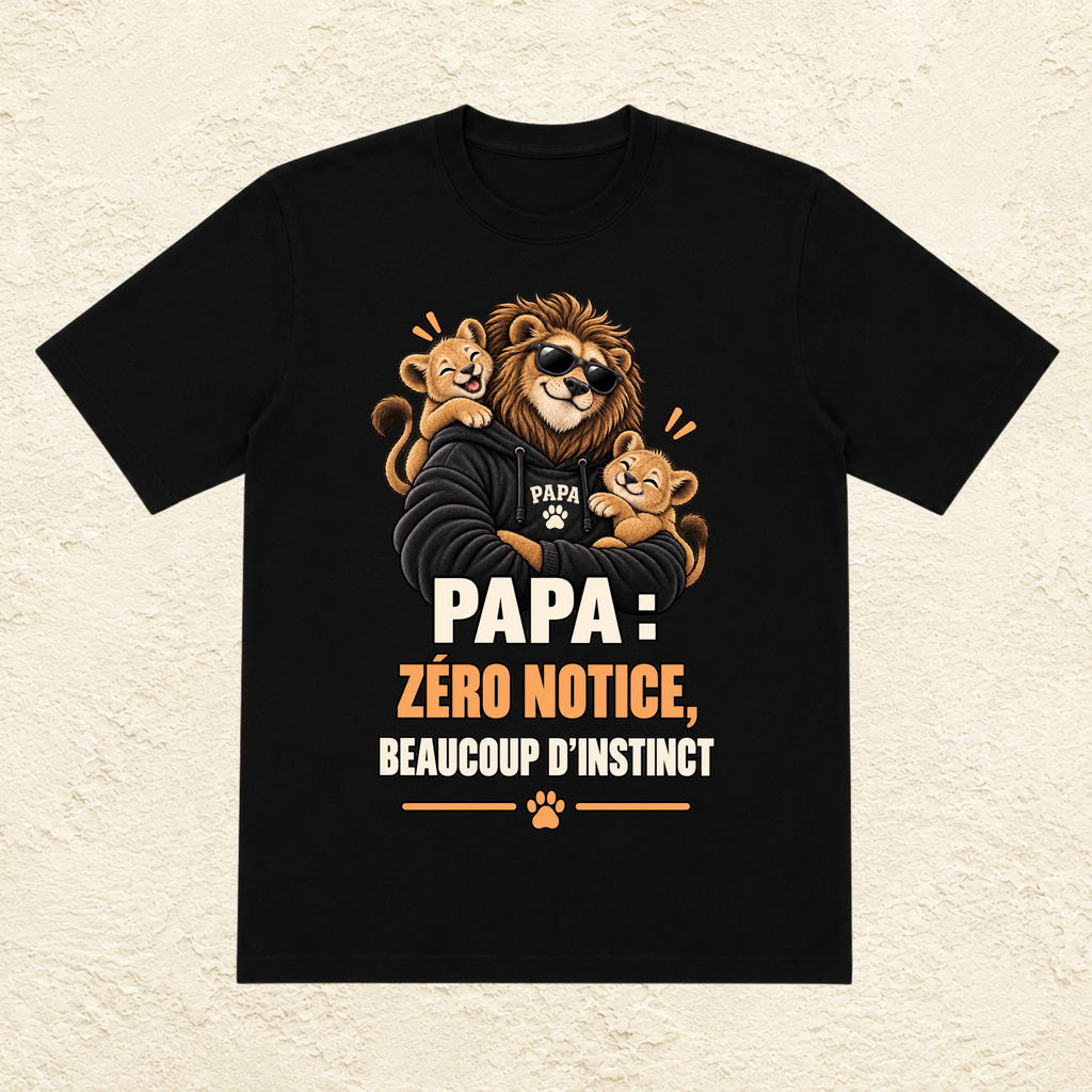 T-shirt Homme illustré « Papa : Zéro notice, beaucoup d'instinct »