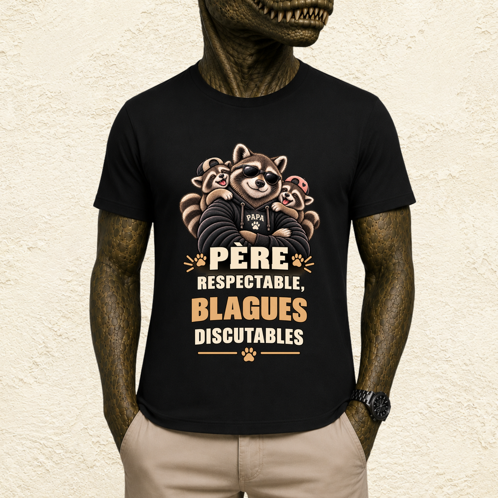 T-shirt Homme illustré « Père respectable, blagues discutables »
