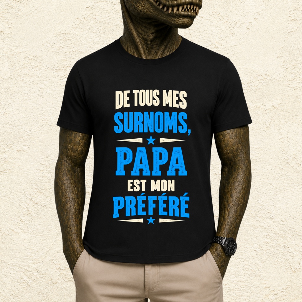 T-shirt Homme texte « De tous mes surnoms, Papa est mon préféré »