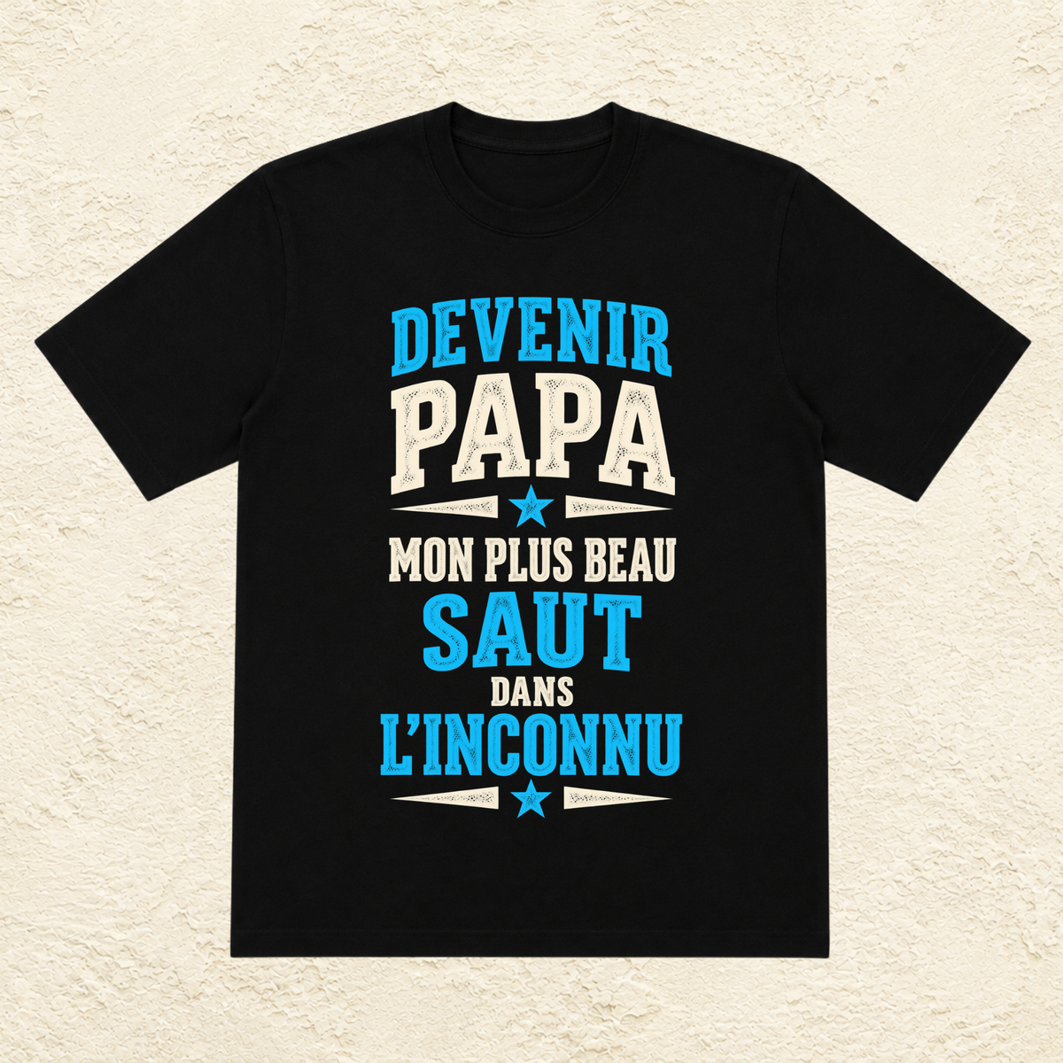 T-shirt Homme texte « Devenir papa, mon plus beau saut dans l'inconnu »